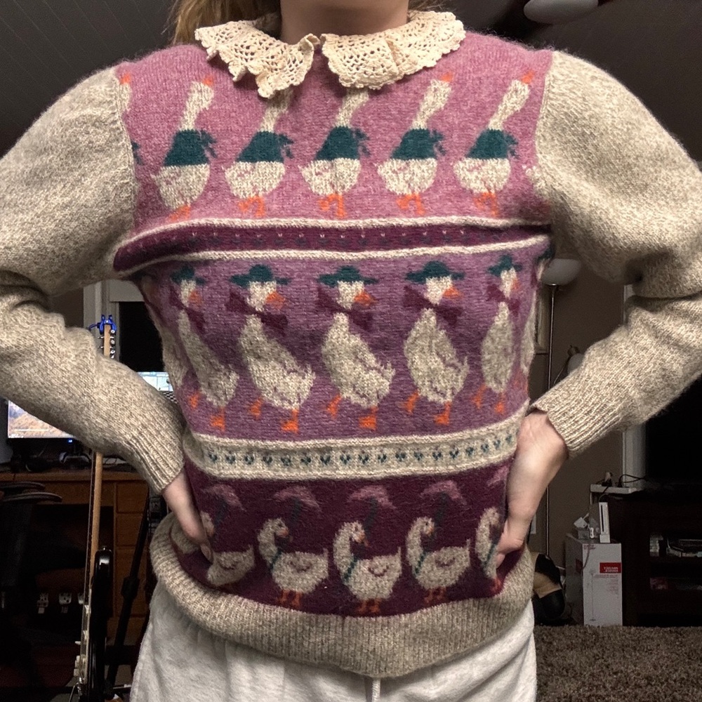 VINTAGE 1985 Wool Goose Hoodie / Eddie Bauer / grandma core